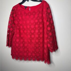Talbots Vibrant Red Lace Blouse